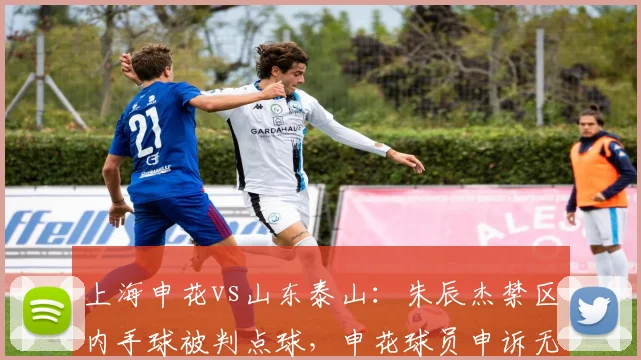 上海申花vs山东泰山：朱辰杰禁区内手球被判点球，申花球员申诉无意手球